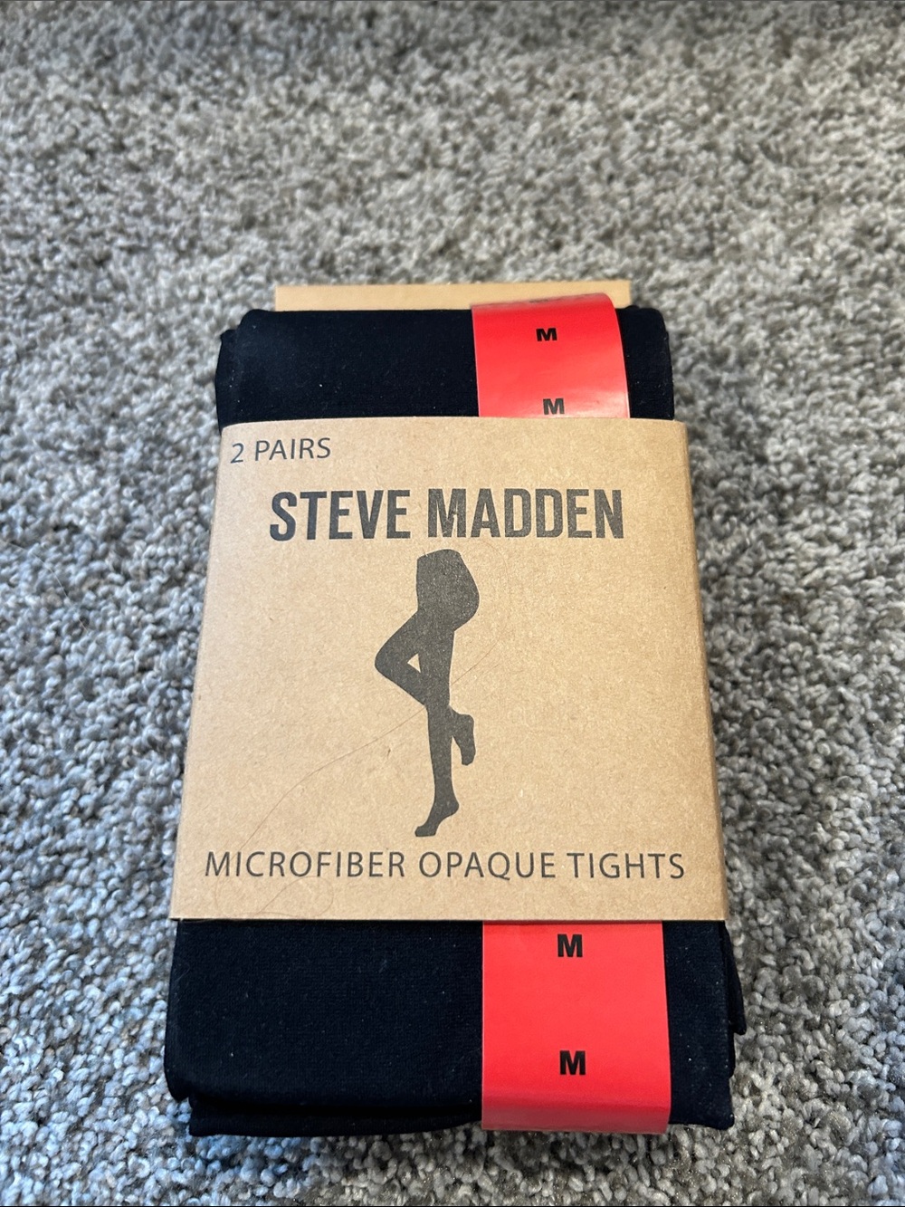 Steve Madden Black Microfiber Opaque Tights - 2 Pack